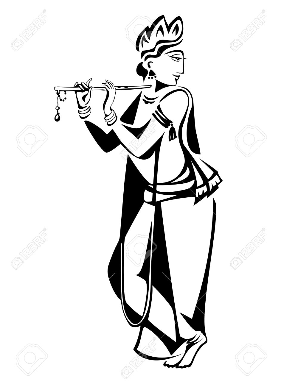 Lord Krishna Plays His Flute Stock Vector - 51861582