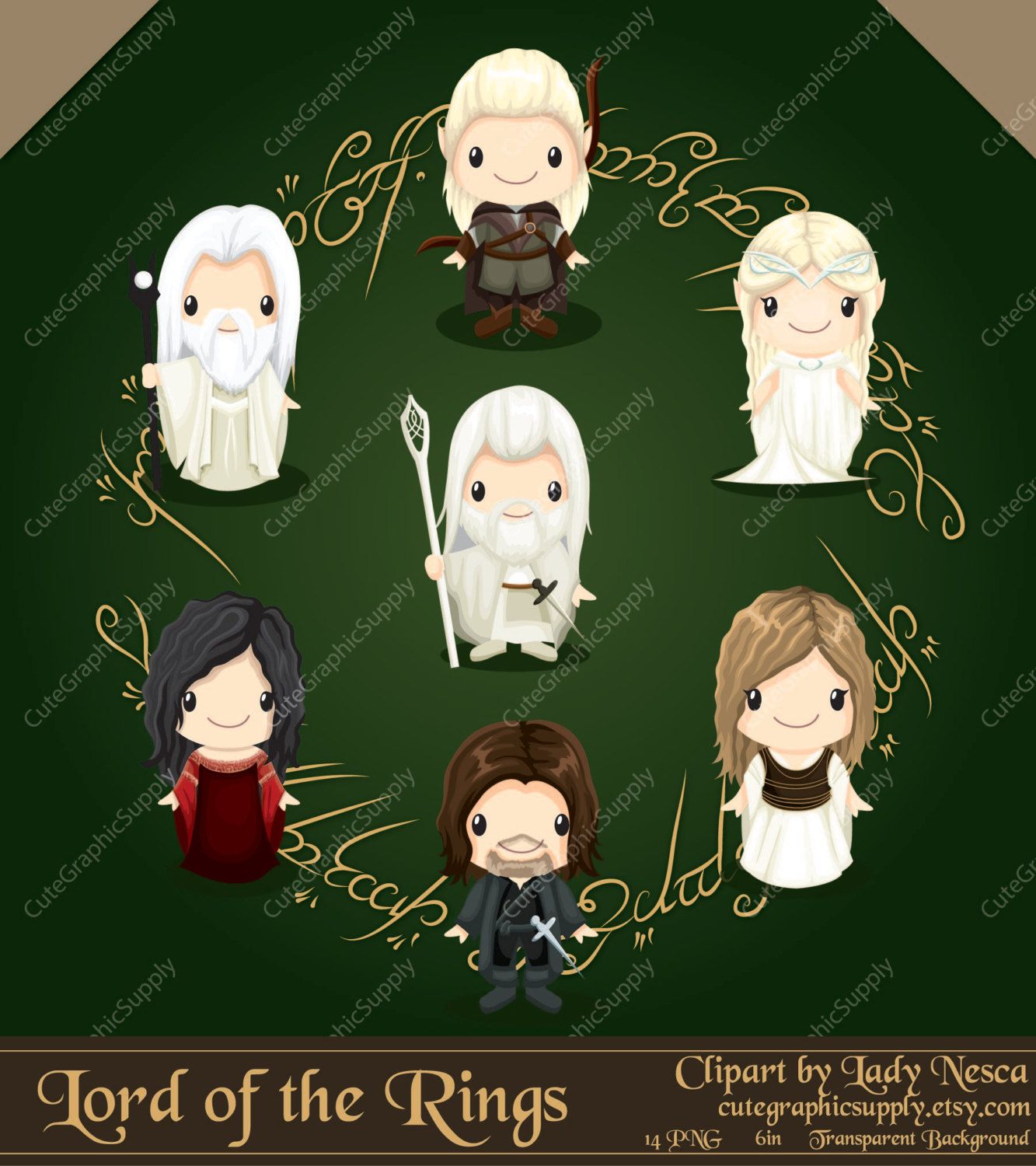 Lord of the Rings inspired clipart hobbit by CuteGraphicSupply