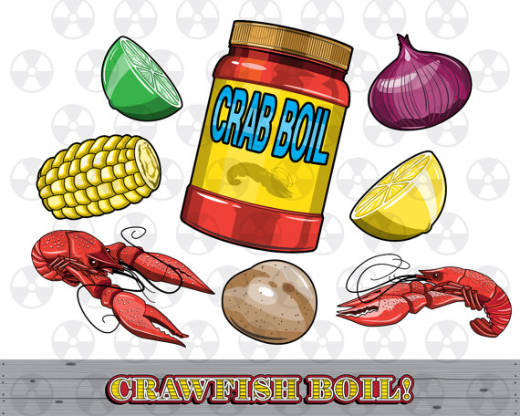 Louisiana Vector Clipart, Crawfish Boil Clipart, Crawfish Digital Cartoon, Seafood Clipart, Scrapbook