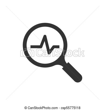 Magnifying Glass Icon With Pulse. Vector Illustration. Business Concept  Loupe Analysis Pictogram.