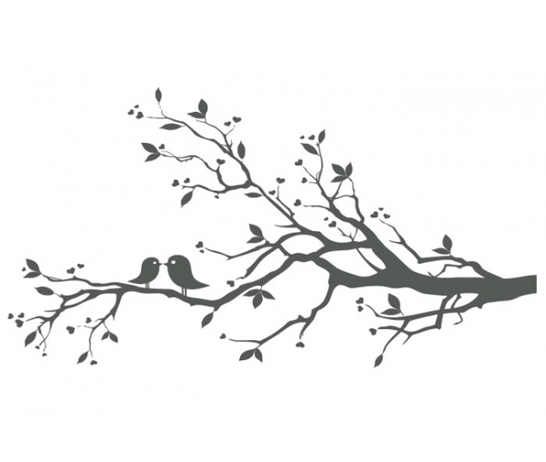 Love Birds In Tree Clipart