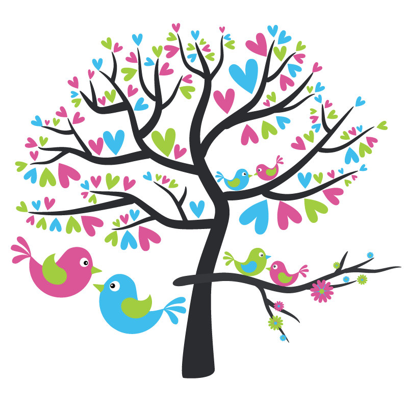 Love Birds In Tree Clipart
