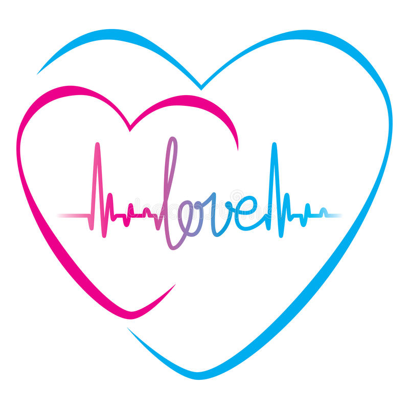 Download Heartbeat Love Text And Heart Symbol Stock Vector - Illustration  of care, graphic: