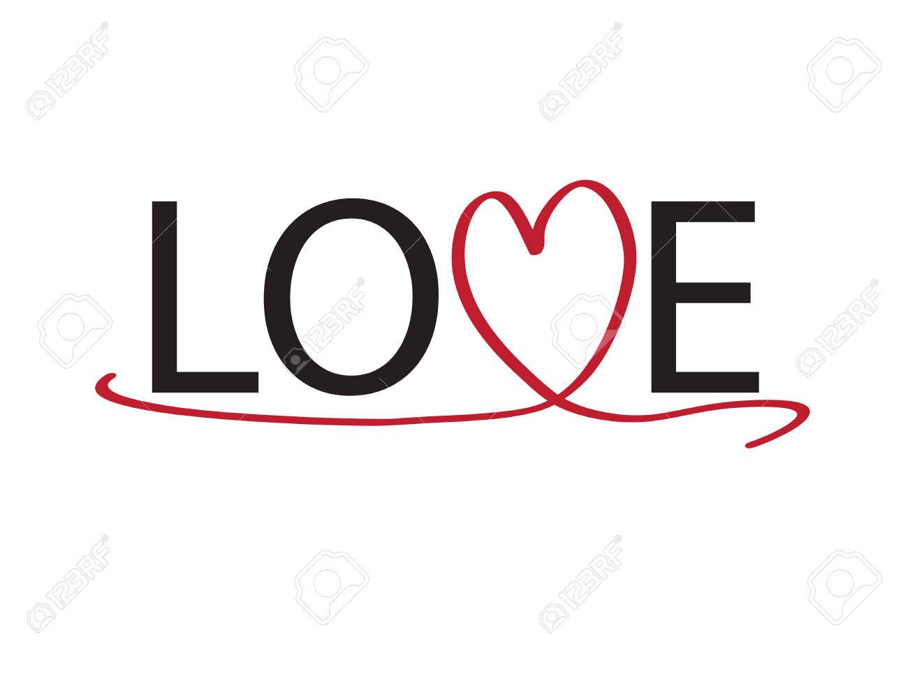 Love Text with Heart Ribbon Stok Fotoğraf - 65494736