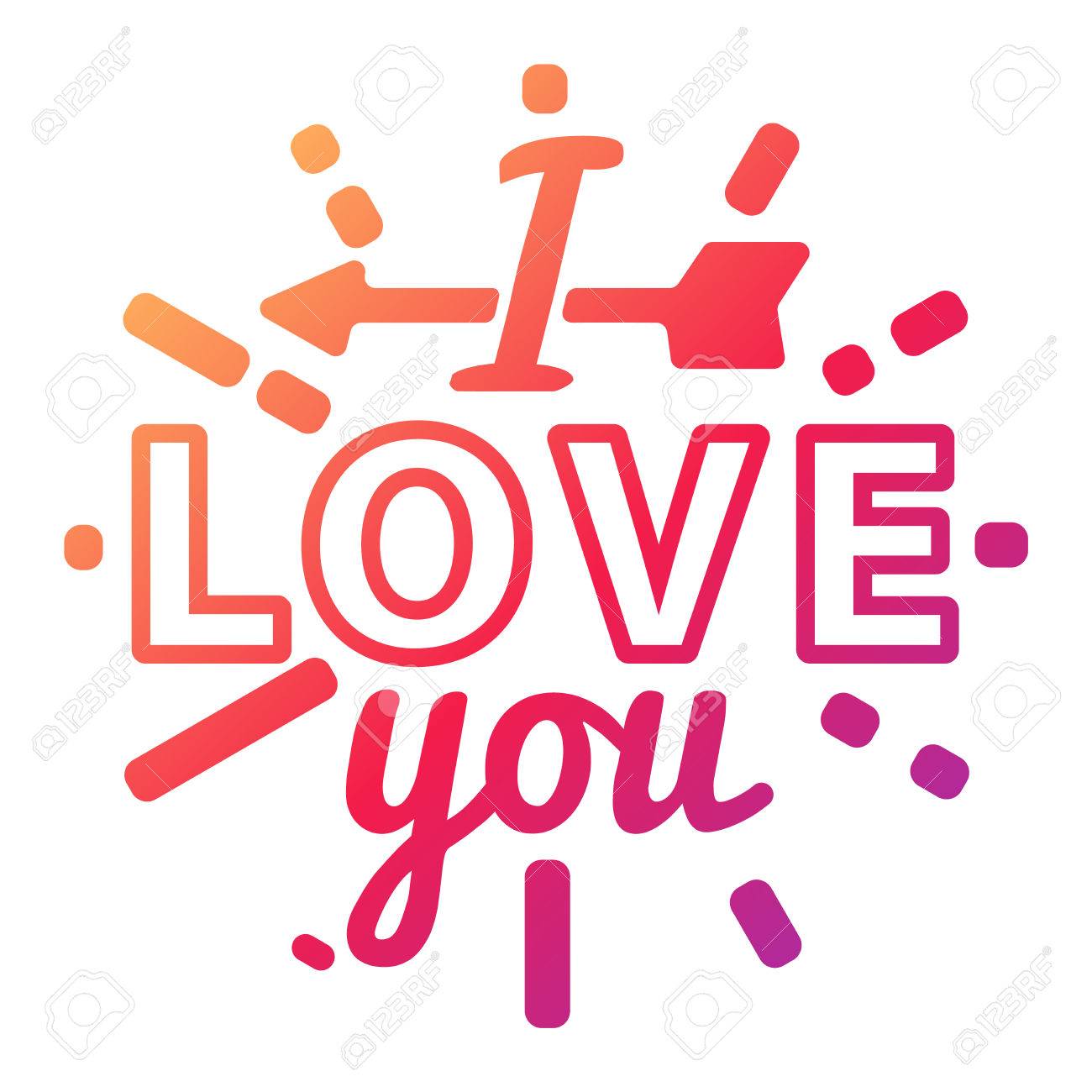 Stok Fotoğraf - Vector I love You photo badges modern lettering insignia,  inspirational text. Lovely text I love You follow your heart romantic type.