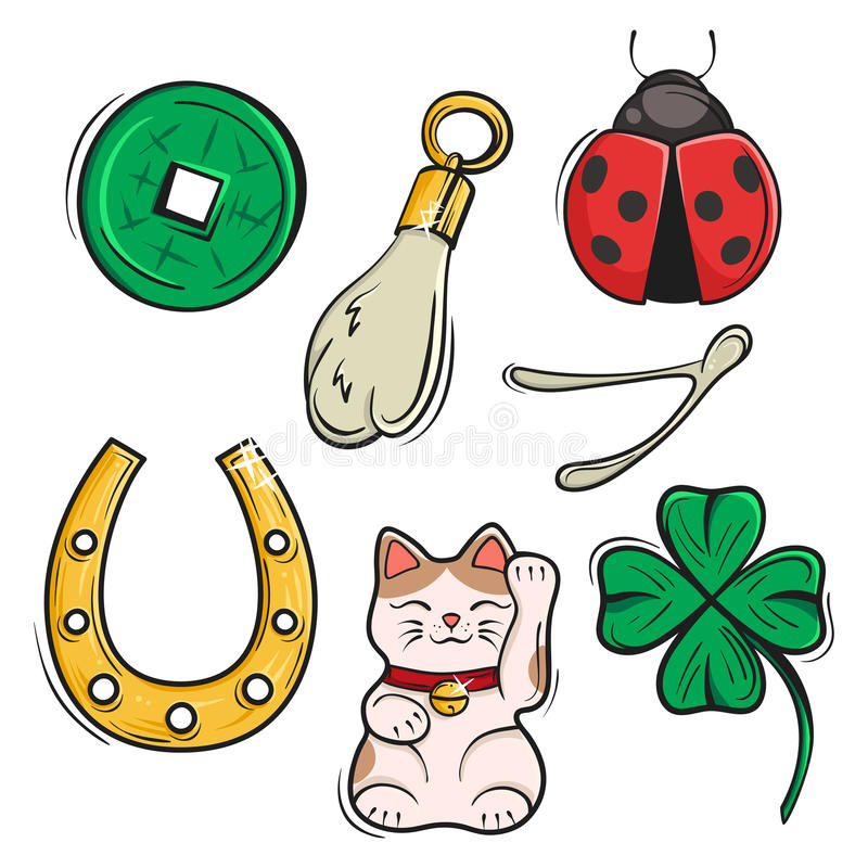 Download Vector Set Of Lucky Charms, Symbols And Talismans. Stock Vector -  Illustration of
