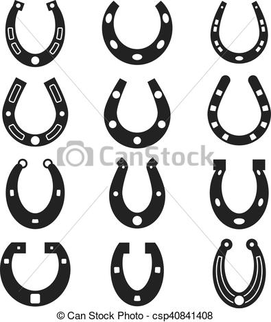 Horseshoe Vector Icons, Lucky Symbols Set