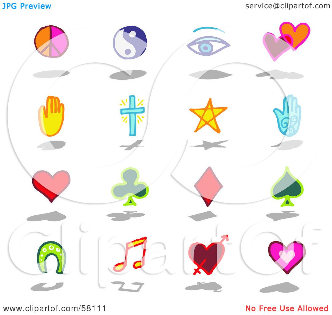 Royalty-Free (RF) Clipart Illustration of a Digital Collage Of Lucky,  Religion And Peace Symbols by NL shop