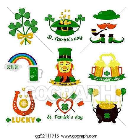 Symbols of Ireland flag and horseshoe luck