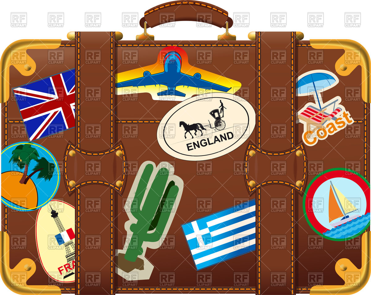 Old fashioned brown suitcase  - Luggage Clipart