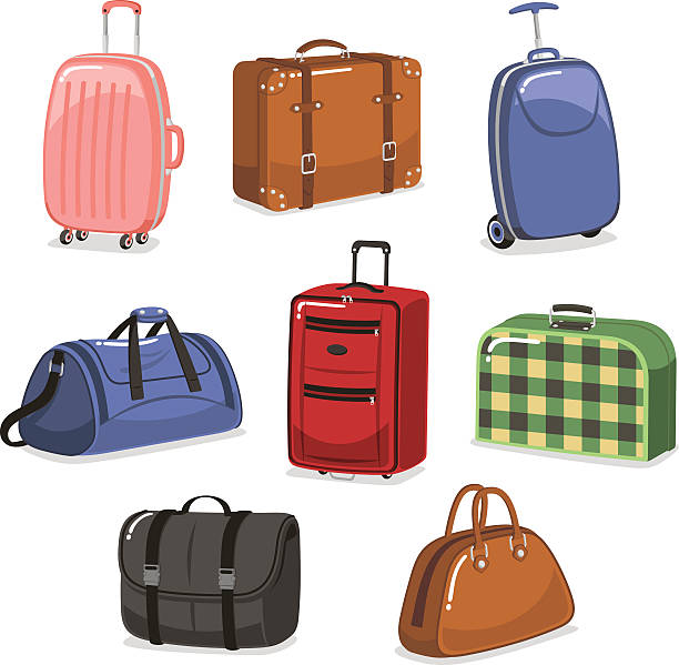 travel Luggage cartoon set vector art illustration
