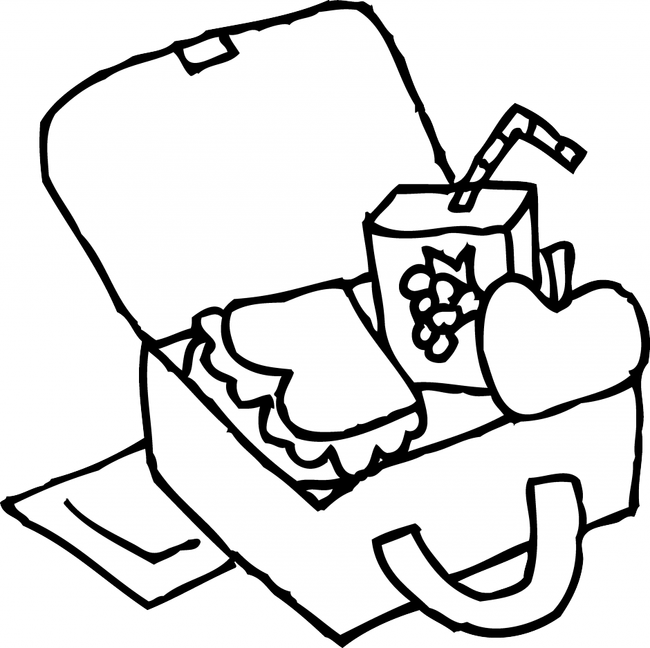 lunch box clipart black and white