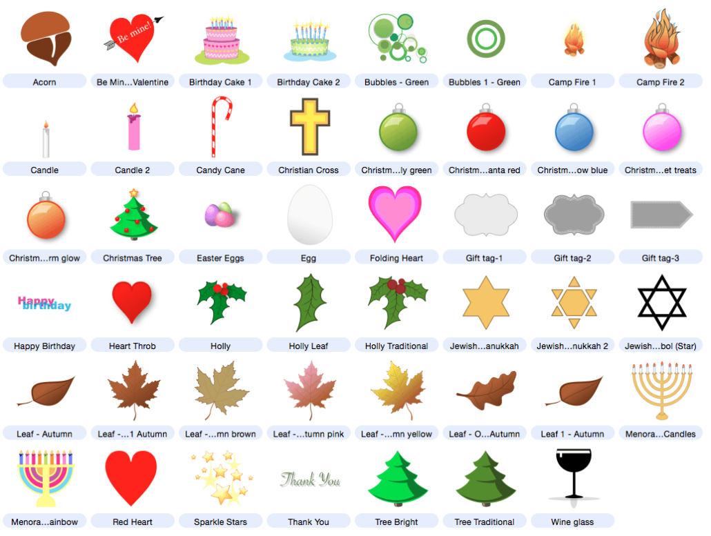 Valentineu0027s Day, Easter, Hanukkah, Christmas, birthdays and more. Free  vector clip art included with Artboard drawing software for Mac OS X