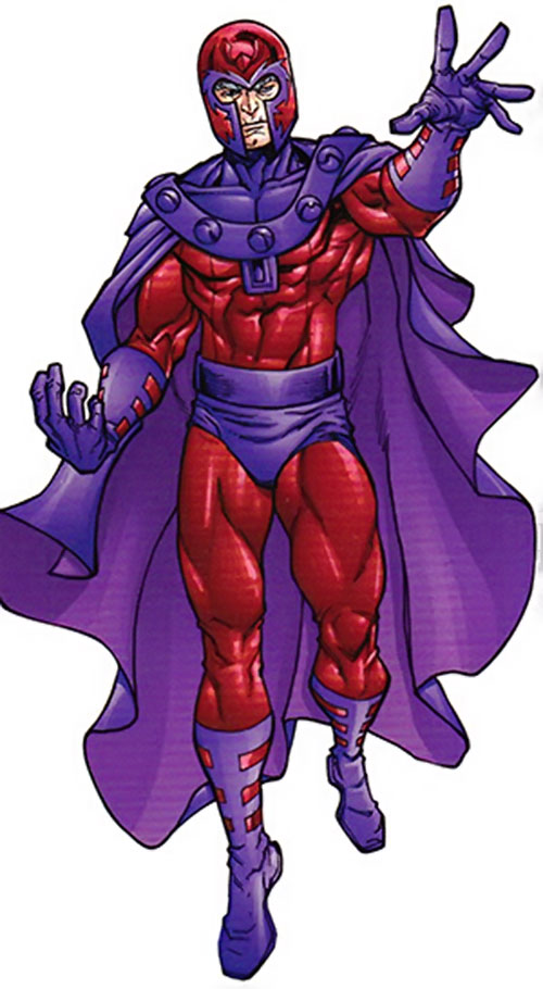Magneto (Marvel Comics) with aged features, on a white background
