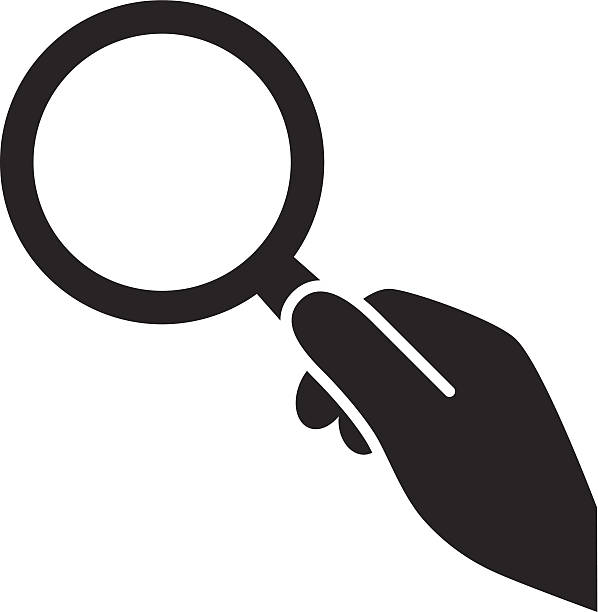 hand with magnifying glass icon vector art illustration