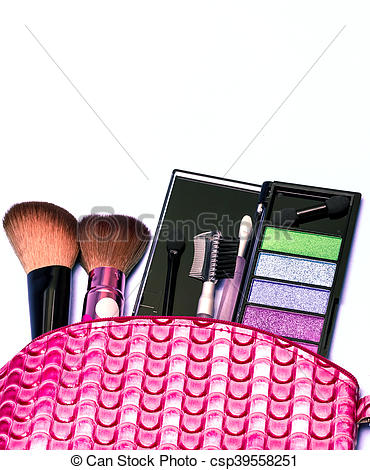 Cosmetic Makeup Kit Indicates Beauty Products And Blank - csp39558251