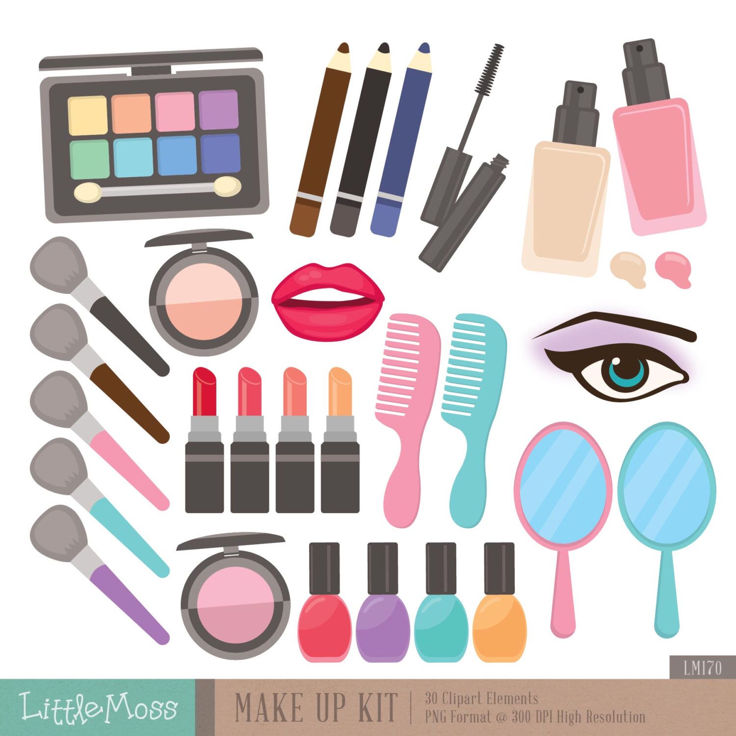 Make Up Kit Digital Clipart, Cosmetic Clipart