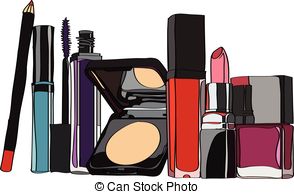 . ClipartLook.com set of cosmetics - lipstick, lip gloss, powder, ClipartLook.com 