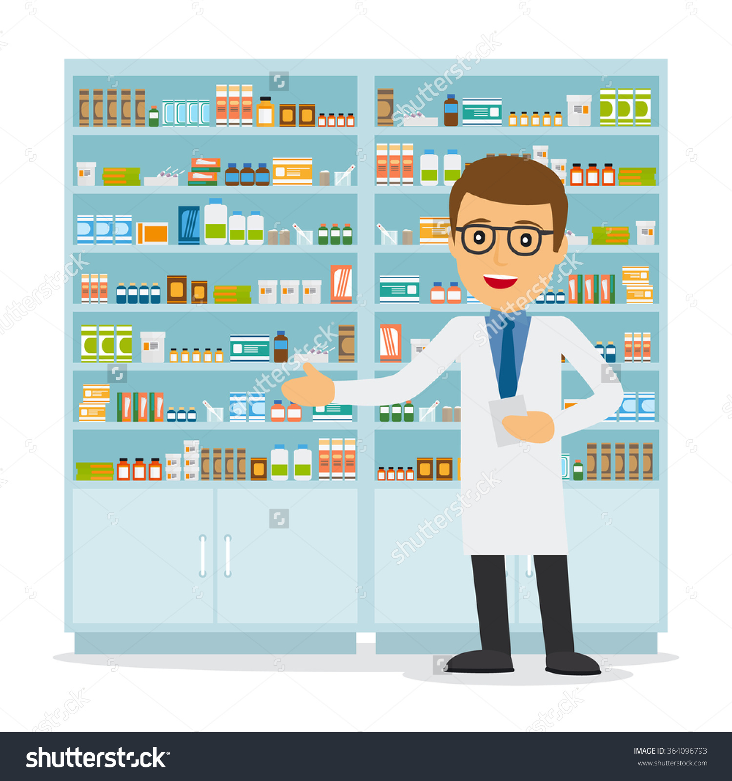 Male pharmacist in a pharmacy .