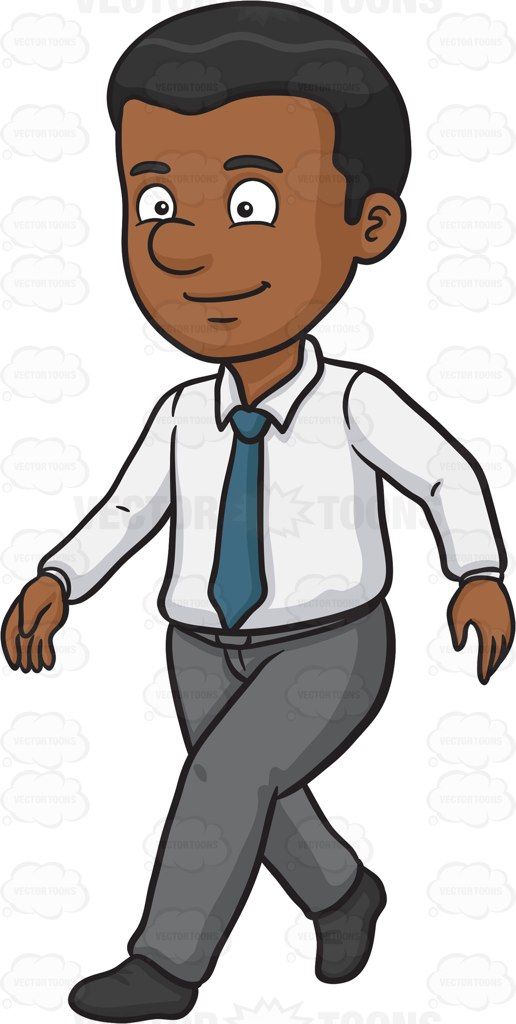 A Black Man Walking Alone Cartoon Clipart - Vector Toons