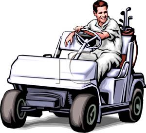 Man Driving a Golf Cart .