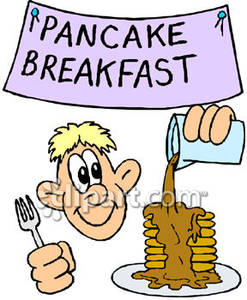 Man Eating A Pancake Breakfast Royalty Free Clipart Picture