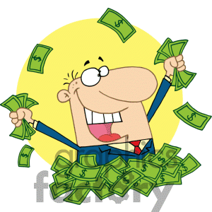 Man in a pile of money - Pile Of Money Clipart