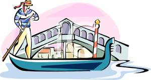 Man Rowing A Gondola In Italy Royalty Free Clipart Picture