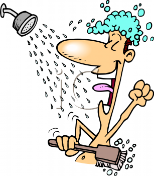 Man Singing In The Shower Royalty Free Clipart Picture