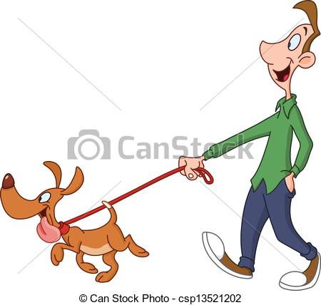 Man walking dog Vector Clipartby ...