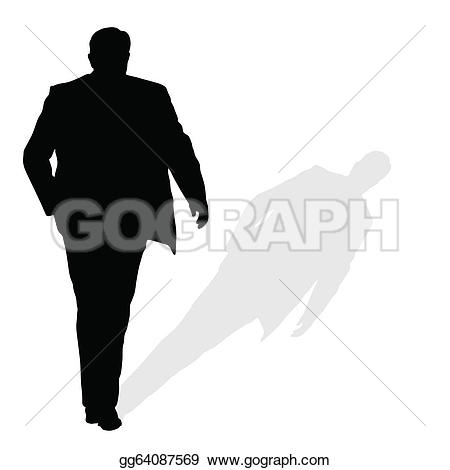 ... man walking silhouette art vector with shadow