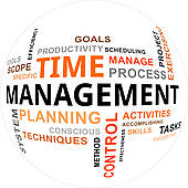 Management concept with clock u0026middot; word cloud - time management