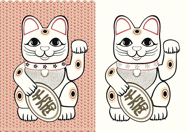 Lucky Cats vector art illustr - Maneki Neko Clipart
