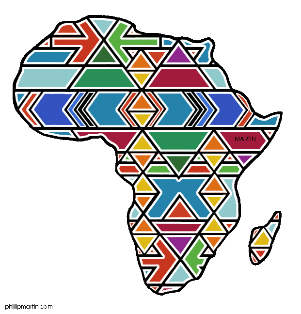 Map of Africa with Ndebele Ar - African Clip Art