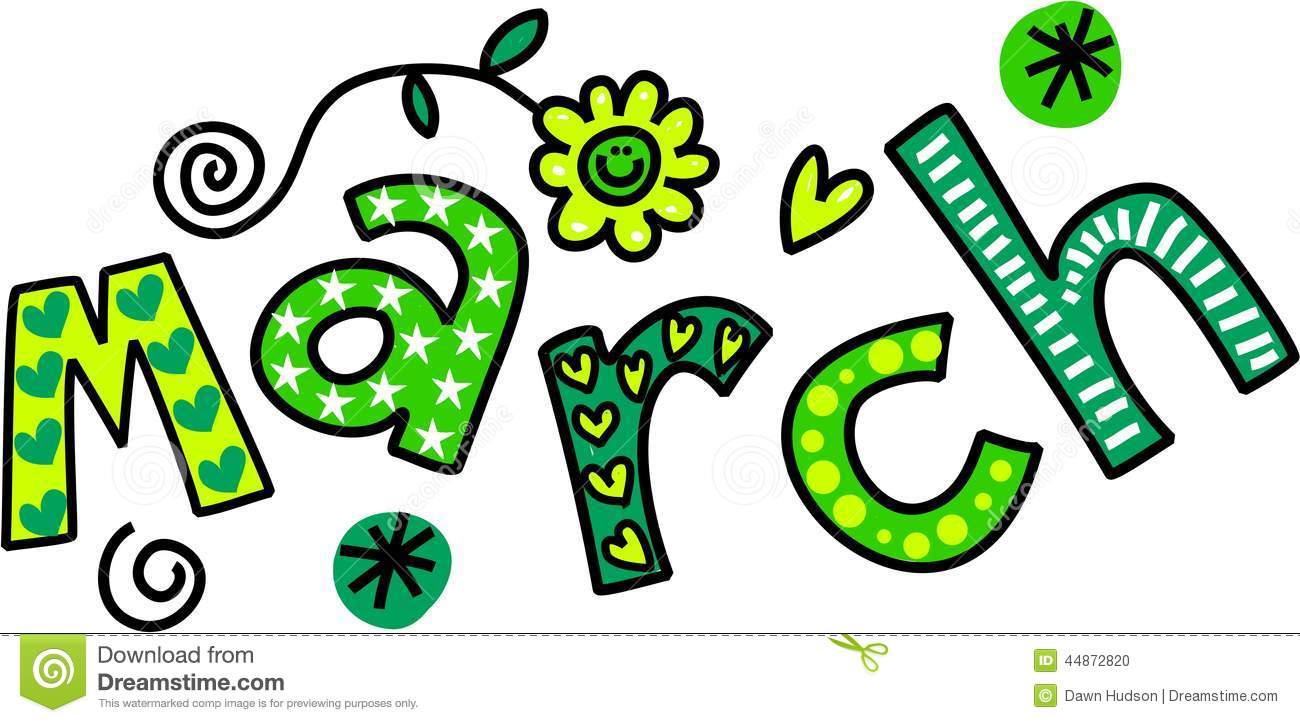 March Clip Art Whimsical Cartoon Text Doodle Month 44872820
