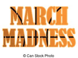 ... March Madness text filled with a basketball pattern.