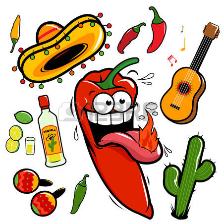 mariachi: Mariachi chili pepper Mexican vector set Illustration