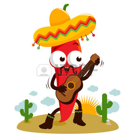 mariachi: Mariachi chili pepper playing the guitar Illustration