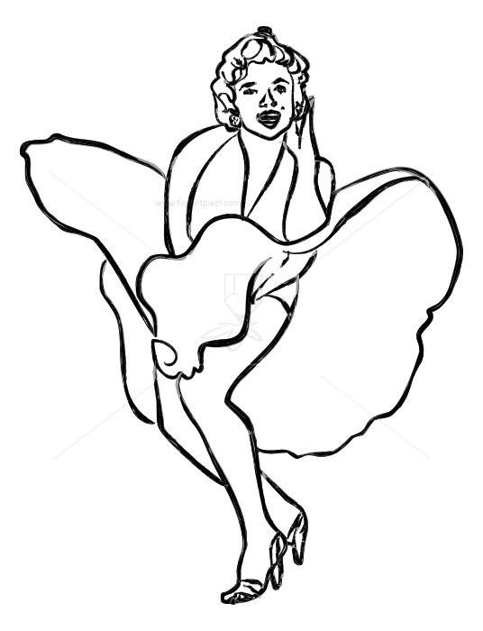 Marilyn Monroe Flying Skirt Drawing