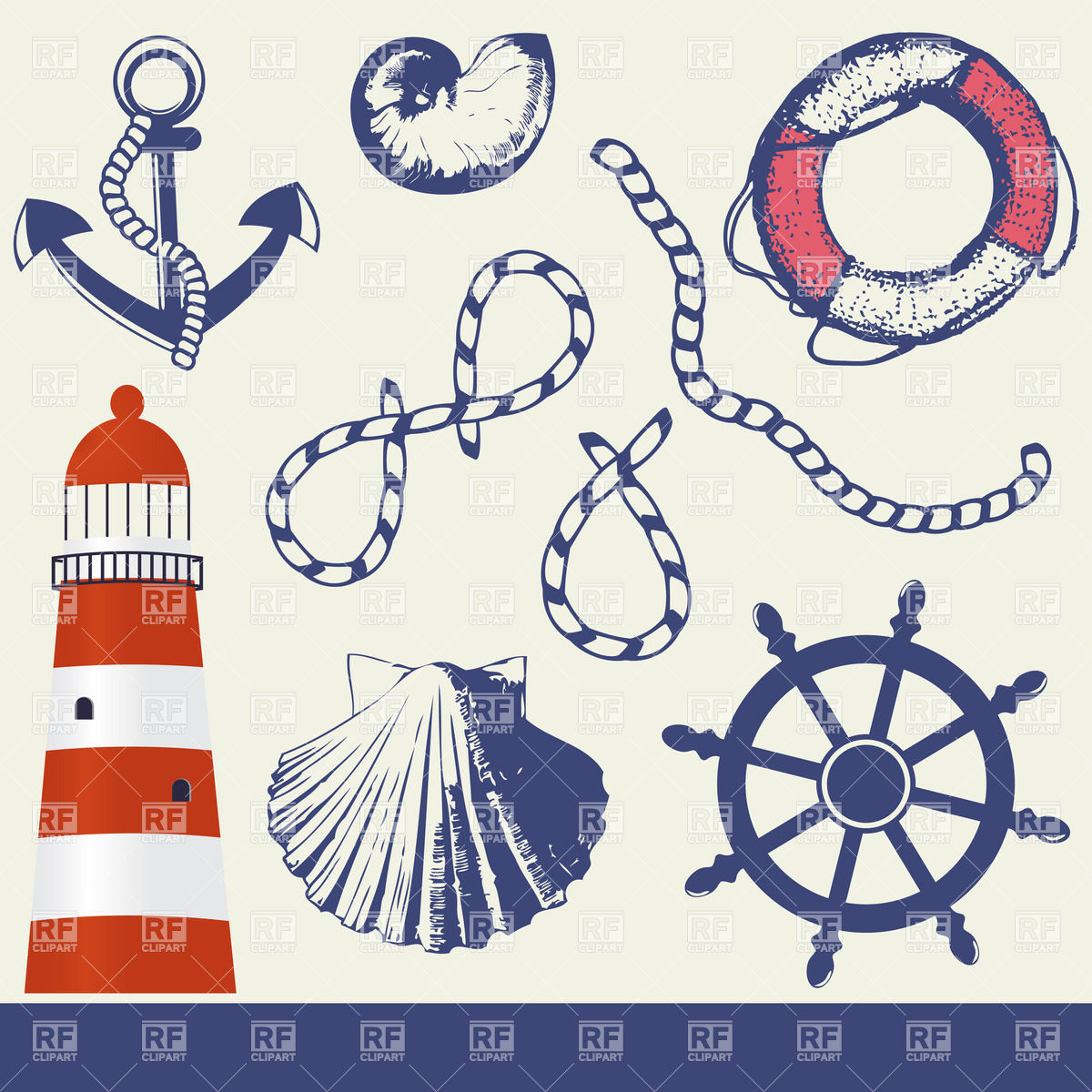 Marine Elements Set 24602 Download Royalty Free Vector Clipart Eps