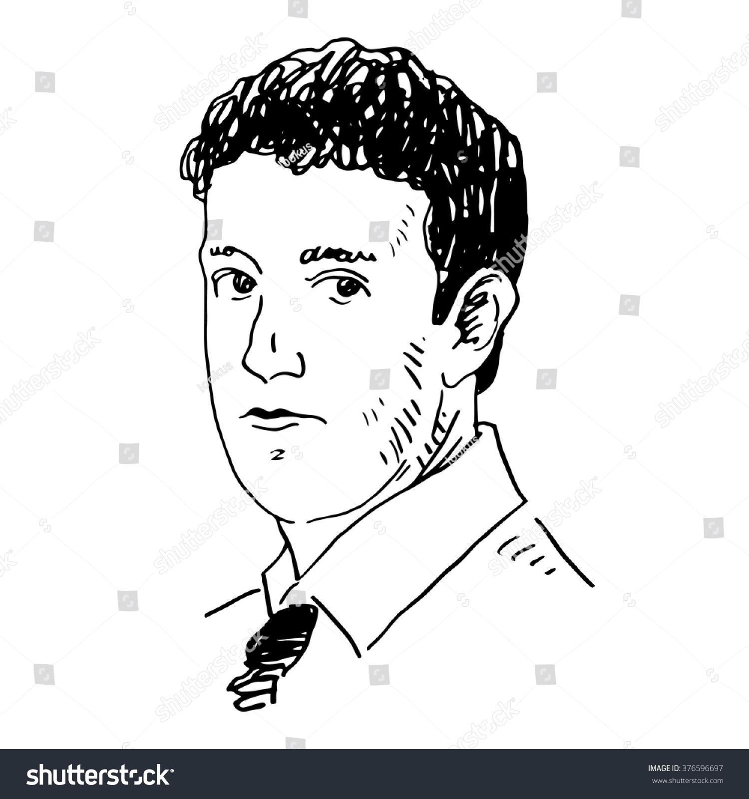 Portrait of the Facebook CEO Mark Zuckerberg. Vector freehand pencil  sketch. Moscow, October