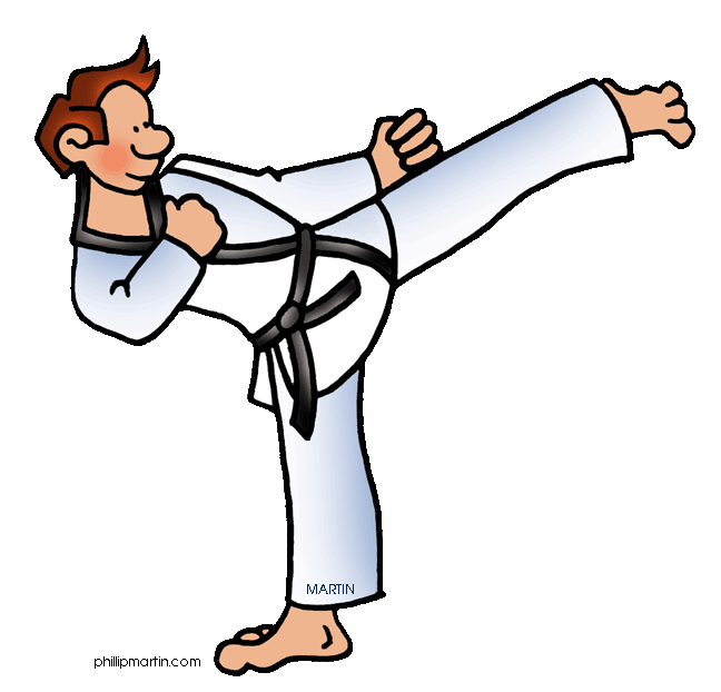 Boy Practicing Karate Kick Si