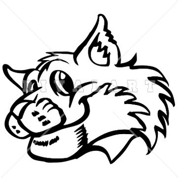 Mascot Clipart Image of Black White Wildcats Bobcats Graphic Smiling Friendly Happy