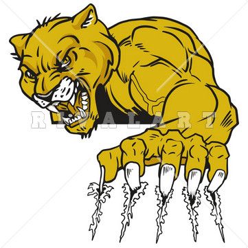 Mascot Clipart Image of Panthers Cougars Tearing Ripping Claw Marks Graphic Color