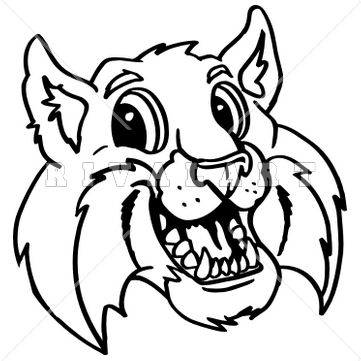 Mascot Clipart Image of Smiling Bobcat Head