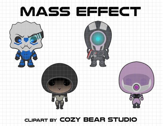 Mass Effect Clipart - Garrus Vakarian, Legion, Kasumi Goto, Taliu0027Zorah,  Instant Download, baby, cute, Mass Effect birthday, N7, Mass Effect from ClipartLook.com 