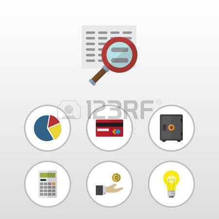 Flat Icon Incoming Set Of Calculate, Hand With Coin, Payment Vector  Objects. Also