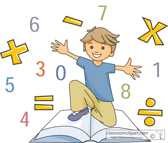 Mathematics Boy With Math Symbols And Book Classroom Clipart