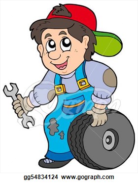 Mechanic On White Background Isolated Illustration Clipart Drawing