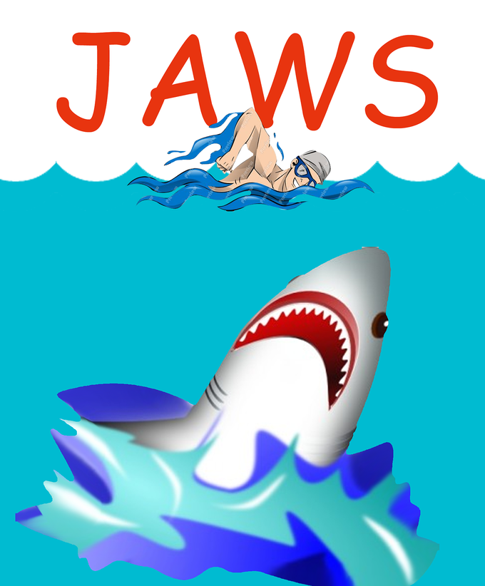 . ClipartLook.com JAWS blue fish text vertebrate cartoon font marine mammal clip art ClipartLook.com 